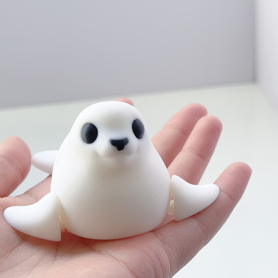 3D Printing Glass - Modèle de sceau blanc mignon et